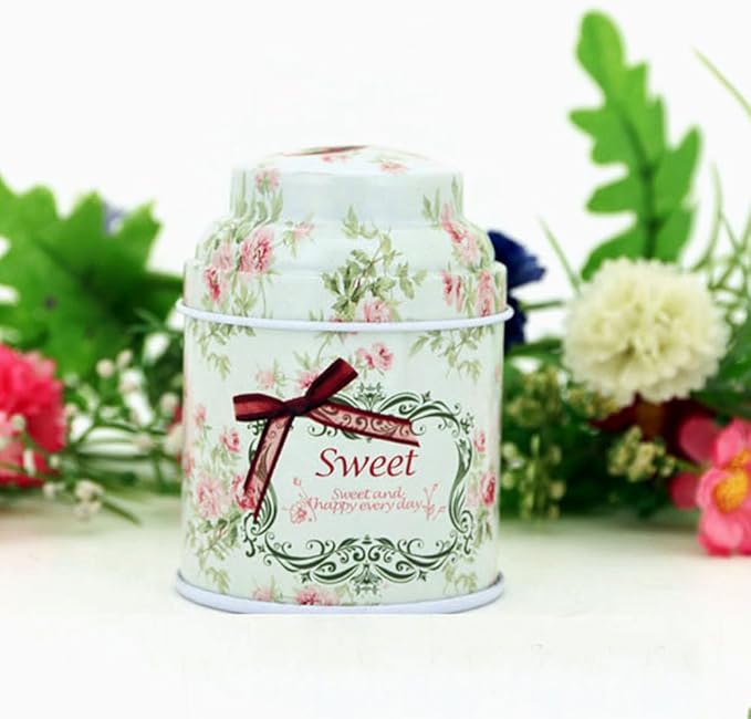 TooGet Elegant Metal Tinplate Empty Tins, Shabby Chic Mini-boxes for DIY Candles, Dry Storage, Spices, Tea, Candy, Party Favors, and Gifts (Cylinder 6-Pack)