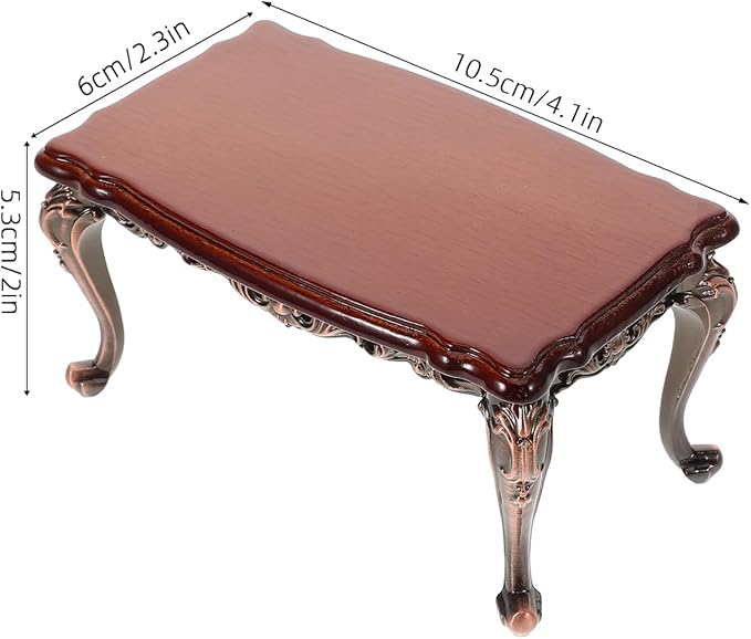 LUOZZY 1:12 Scale Miniature Dollhouse Coffee Table Realistic Red Antiqu Furniture for Playhouse Living Room Decorations
