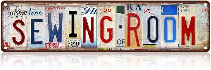Sewing Room Metal Sign - Vintage Aluminum Tin Wall Art 16x4 Inch - Craft Room Laundry Decor by SARAHEVE