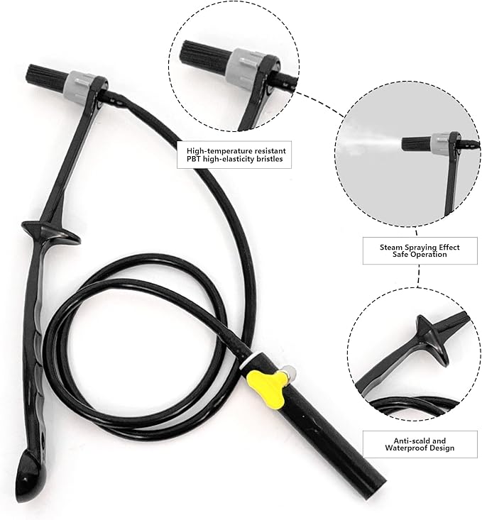 Coffee Machine Steam Brush, 36 Inch Silicone Hose Espresso Steam Wand Cleaning Tool with Spoon End for Barista Espresso Maintenance (Black)