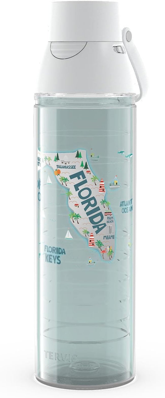 Tervis Venture Lite Florida Fun Map Made in USA Double Walled Insulated Tumbler Travel Cup Keeps Drinks Cold & Hot, 24oz Water Bottle, Classic
