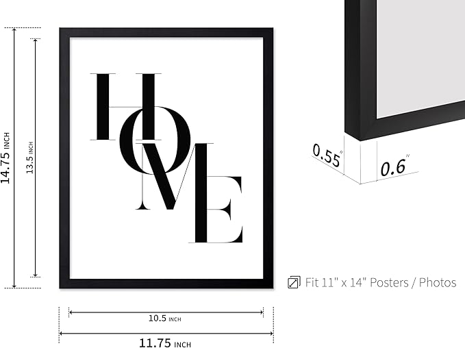 Poster Master Vintage Unique Poster - Retro Minimalist Print - Home, Letters, Typography, Black and White, Simple - Gift for Artist, Friend - Wall Decor for Living Room, Dorm, 11x14 Black Framed