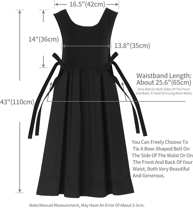 Premium Plus Size Apron Adjustable Waistline Bib Apron,Soft Cotton Blend Apron with Pockets (Black) - Image 4