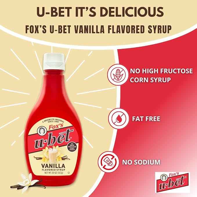 FOX’S U-BET Syrup Bottle – Brooklyn Original Since 1900, Thick, No High Fructose Corn Syrup, Kosher Certified, Fat Free, For Egg Creams, Coffee, Milkshakes & Desserts, 20 oz (2-Pack, Vanilla) - Image 2