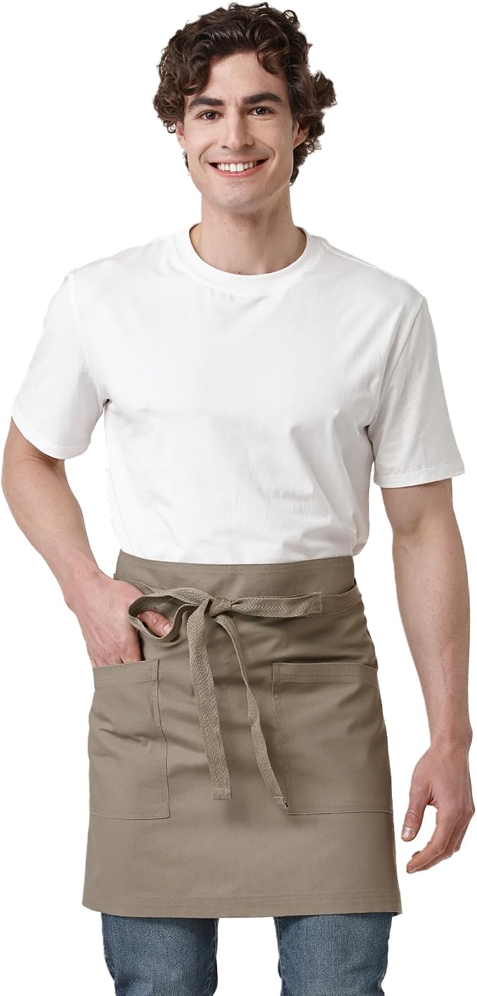 Waist Apron for Men Server Bistro Half 4251BY | Adjustable Half Bistro Apron for Waiters Bartenders, Polyester Cotton Canvas, Durable & Comfortable by Guolamy