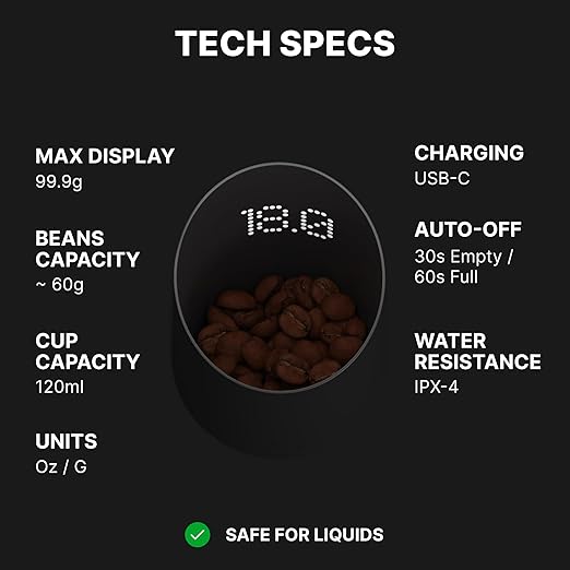 Subminimal Subscale Digital Dosing Cup with LED Display – Sleek & Precise Scale - Dosing & Brewing Accessories, Measures Coffee Grounds for Espresso - Black