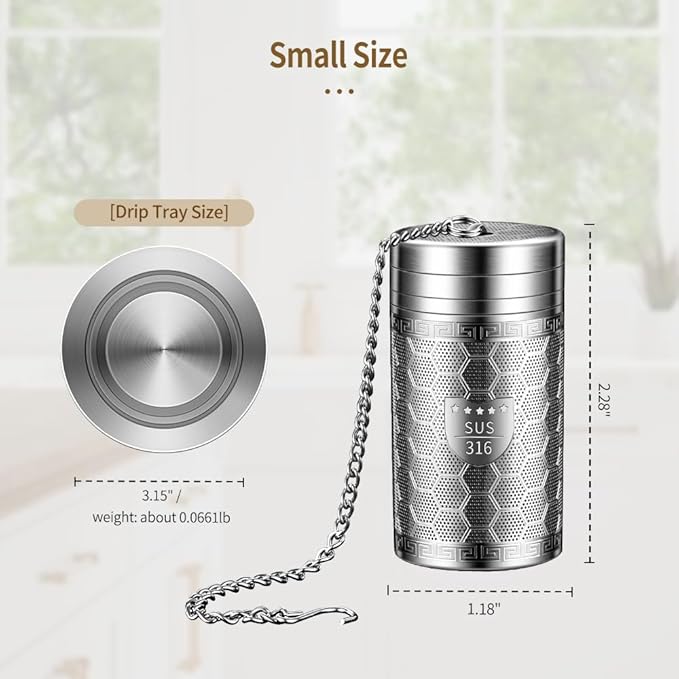 Mini Tea Infuser, Extra Fine Mesh Tea Infusers for Loose Tea, 316 Stainless Steel Tea Strainer, Tea Steeper for Brew Tea, Spices & Seasonings (1 Pack - Extra Small)