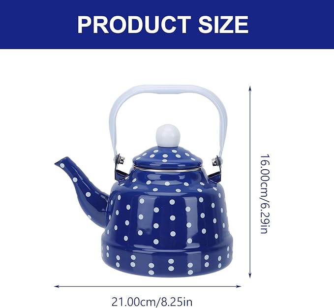 Cabilock 1.7Quart Vintage Enamel Tea Kettle,Enamel stovetop Kettle with Porcelain Handle,Home Kitchen Decor Colorful on Steel Teapot for Hot Water