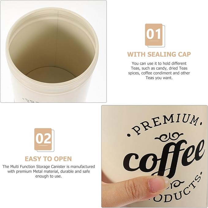 Luxshiny Metal Coffee Canister 40 Oz Airtight Tea Storage Jar Multi-Function Kitchen Container for Candy Snacks Loose Beans