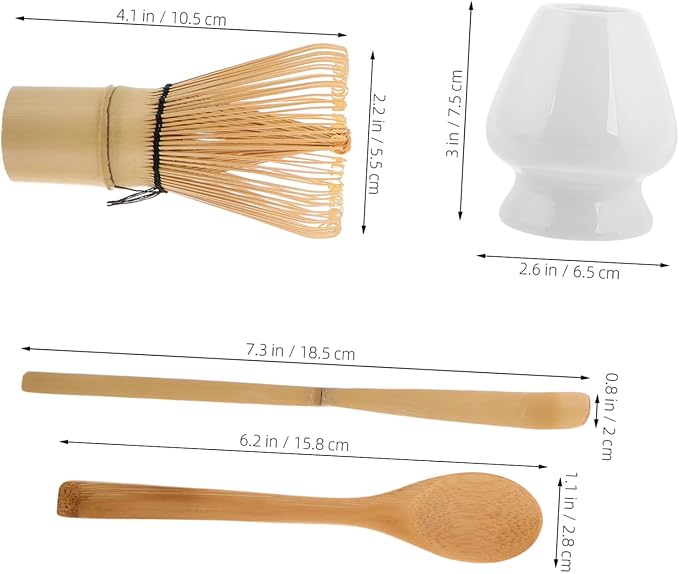 Matcha Tea Preparation Set Bamboo Whisk Scoop Brush Holder Japanese Matcha Tools Sturdy Elegant Design