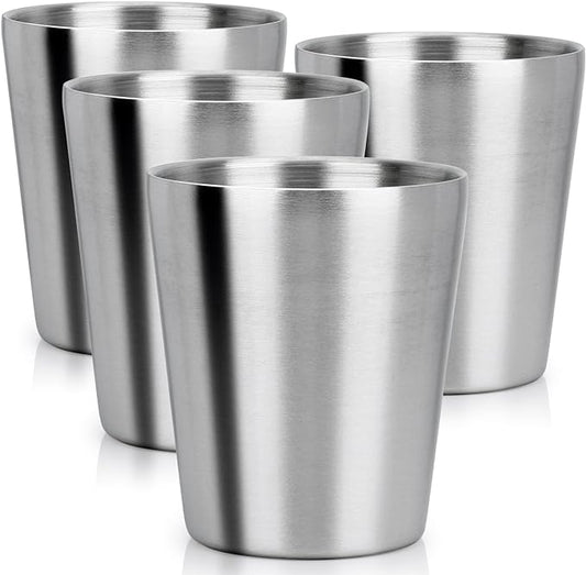 Beasea Stainless Steel Cups 8.8 oz, 4 Pack Small Stainless Steel Tumbler Bulk Stackable Insulated Mini Cups for Drinking Double Wall Metal Glasses Tin Cups for Office Home Party Camping