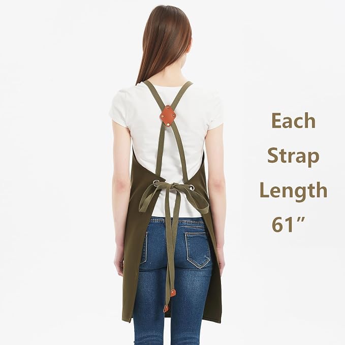 AFUN Aprons for Women Men with Large Pockets, 12-Ounce Cotton Canvas Cross Back Apron - Image 6