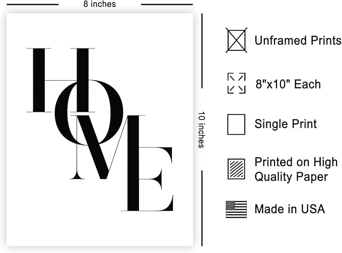 Poster Master Vintage Unique Poster - Retro Minimalist Print - Home, Letters, Typography, Black and White, Simple - 8x10 UNFRAMED Wall Art - Gift for Artist, Friend - Wall Decor for Living Room, Dorm