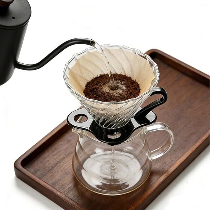 T-mark Glass coffee filter cup ，Slow Brewing Coffee Pour Over for Cafe, Home&Offices，Travel，Size02（1-4Cups）