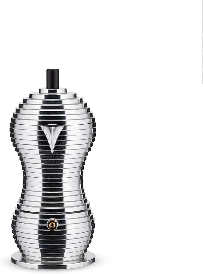 Alessi MDL02/3 B "Pulcina" Stove Top Espresso 3 Cup Coffee Maker in Aluminum Casting Handle And Knob in Pa, Black