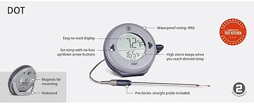 ThermoWorks DOT — Chefs’ Favorite Simple Alarm Thermometer - Cayenne Pepper Red