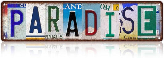 Vintage Wall Decor Paradise Street Sign Metal Tin Signs for Bar Home Man Cave Cafe 16 x 4 Inches by Unknown