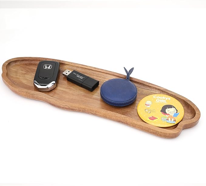 Fermus Wooden Tray 12.7 Inch Long Jewelry Dish Cosmetics Organizer Bathroom Clutter Wood Decorative Serving Platter Small Storage Tray, Cloud Shape