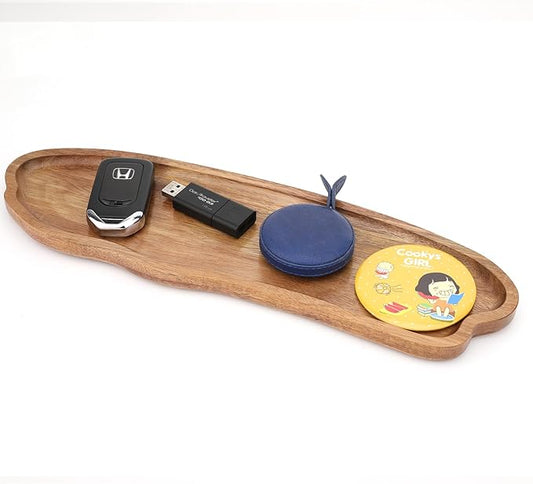 Fermus Wooden Tray 12.7 Inch Long Jewelry Dish Cosmetics Organizer Bathroom Clutter Wood Decorative Serving Platter Small Storage Tray, Cloud Shape