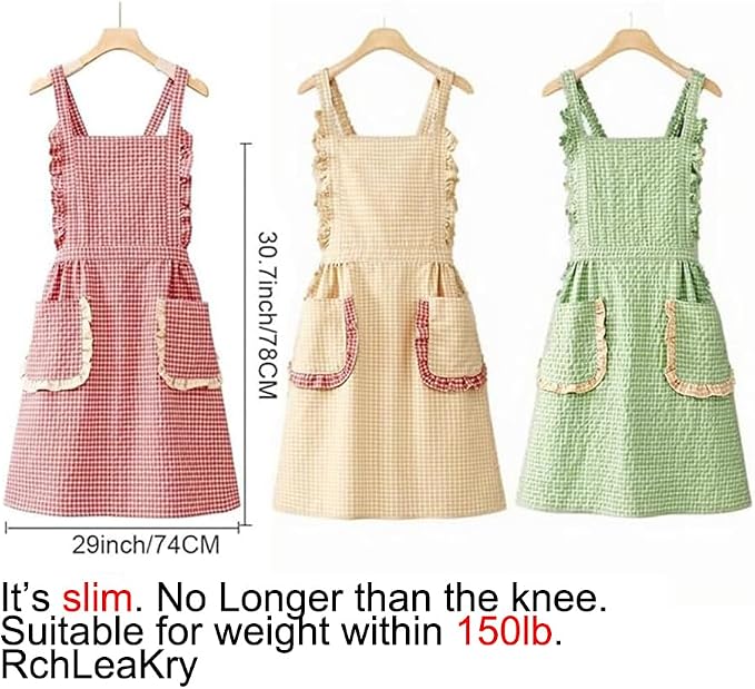 Small Cooking Apron with Pocket, Pinafore Apron Dress for Women, Kitchen Apron Gift for Women, Weight within 140lb - Image 6