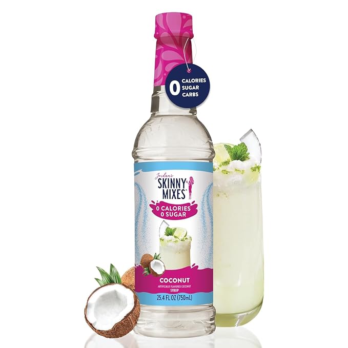 Jordan's Skinny Mixes Sugar Free Syrup, Coconut Flavor, Fruit Flavored Water Enhancer, Drink Mix for Iced Tea, Lemonade, Drinks, Low Calorie Water Flavoring, Dairy & Gluten Free, Kosher, 25.4 Fl Oz, 2 Pack - Image 3