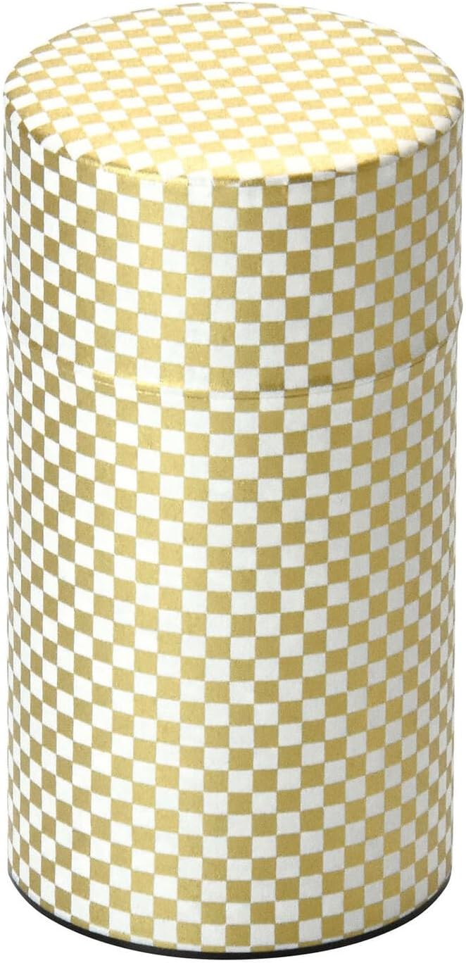 Japanese Pokkan Matcha Coffee Spice Tea Tin Canister Washi Paper Storage with Lid 7.05 oz Capacity (Kenran Ichimatsu)