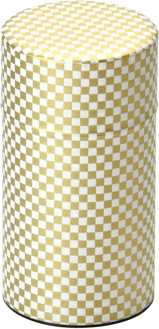 Japanese Pokkan Matcha Coffee Spice Tea Tin Canister Washi Paper Storage with Lid 7.05 oz Capacity (Kenran Ichimatsu)