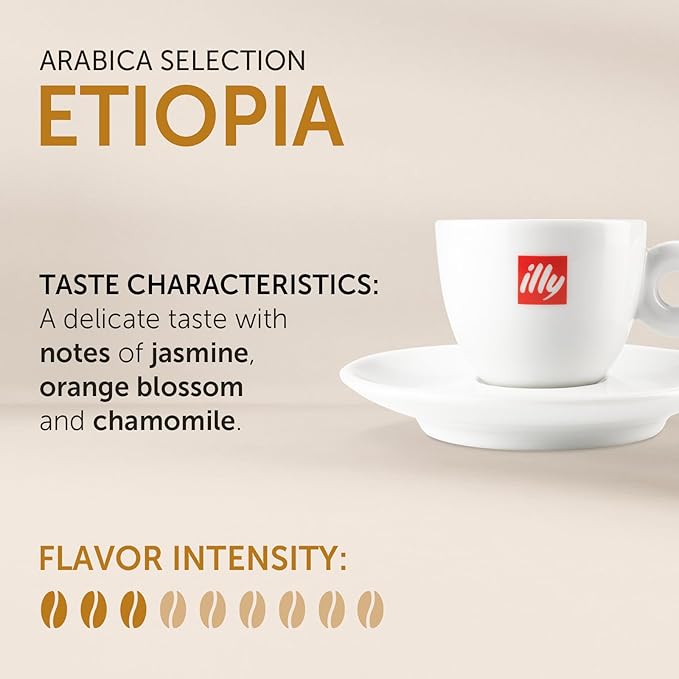 illy Coffee iperEspresso Capsules - Single-Serve Coffee Capsules & Pods - Single Origin Coffee Pods – Etiopia Roast with Notes of Jasmine - For iperEspresso Capsule Machines – 18 Count
