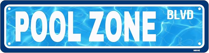 Swimming Pool Zone Sign Metal Tin Signs Tropical Beach Signs Patio Sign for Cafes Bar Pub Beer Club Wall Home Decor 16X4 Inches by HBXNZ