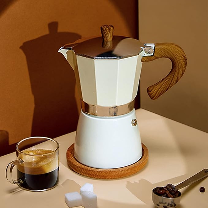 Coffee Pot, Moka Pot Italian Coffee Maker 6 cup/10 OZ Stovetop Espresso Maker for Gas or Electric Ceramic Stovetop Camping Manual Cuban Coffee Percolator for Cappuccino or Latte