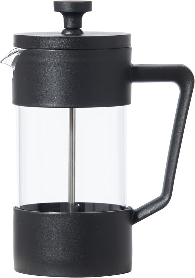 Oggi French Press Coffee Maker (12oz)- Borosilicate Glass, Coffee Press, Single Cup French Press, 3 cup Capacity, Black