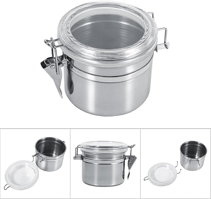 Stainless Steel Kitchen Food Storage Container Bottle For Sugar Tea Coffee Beans Dry Goods Transparent Cover Easy To Use Kitchen Canister (Small Size (29.9 X 15 X 6.7in))