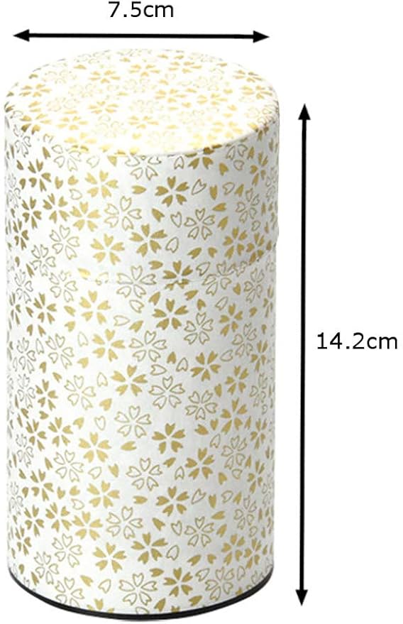 Yamako Pokkan a Japanese Tea Tin Canister, Air Tight, Double Lid, 200g Tea Capacity (Sakura - Cherry Blossom Pattern, L - 200g)