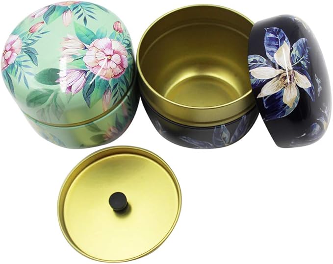 2 Pack Mini Tea Storage Containers Tea Coffee Tins, Flowers Pattern Food Storage Container for Herb, Candy, Chocolate, Sugar, Spices, Candle