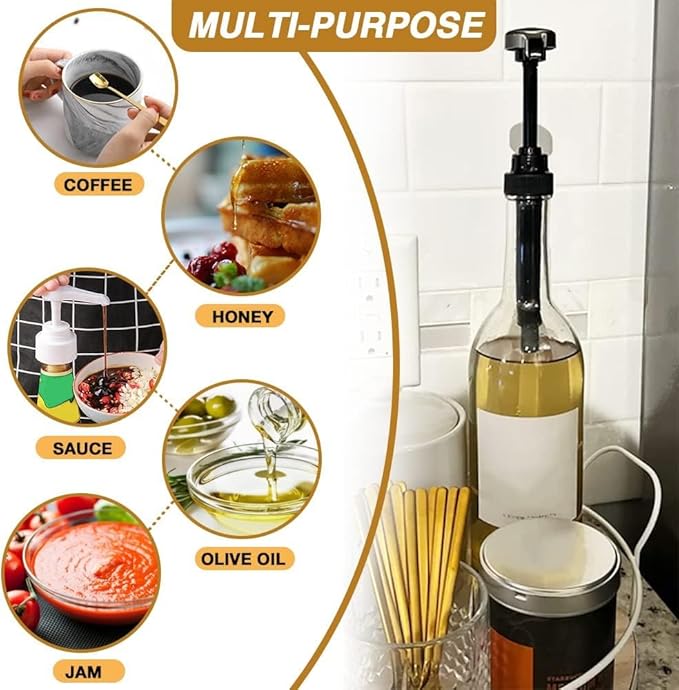 20 Pcs Gold Syrup Pump Dispenser, Compatible with 25.4 Oz/750ml Bottles, Great for Home & Coffee Bar Drinking Mixes, Tea, Beverage, Cocktails, Plus Spoons - Image 7