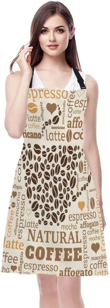 WONDERTIFY Coffee Cup Apron, Cups Made of Beans Bib Apron With Adjustable Neck for Men Women, Suitable for Home Kitchen Cooking Waitress Chef Grill Bistro Baking BBQ Cobbler Stylist