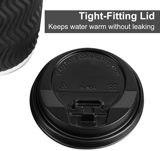 PARACITY 16oz Insulated Ripple Double-Walled Disposable Cups with Lids - 50Pack for Beverages, Espresso, Tea, Parties and Travel