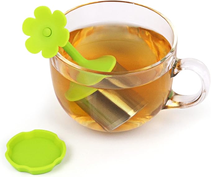 2-Pack Silicone Tea Steeper, Infusers - Fine Mesh Filters for Tea Leaves, Flowers; Purple or Green