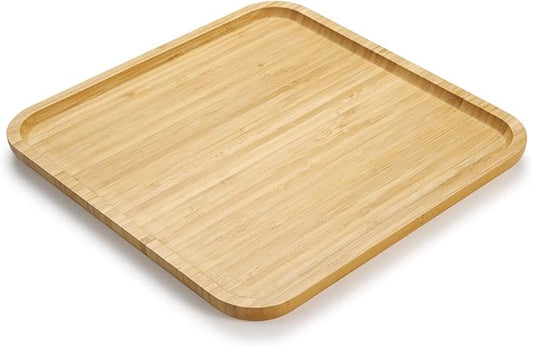 Bamboo Plates, Square Wood Serving Platter, Wooden Serving Tray, Charcuterie Serving Board, Cheese Board (11.8 inch)