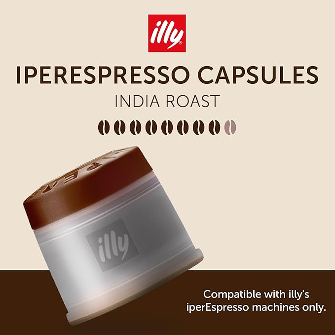 illy Coffee IperEspresso Capsules, India Single Origin Dark Roast Coffee Pods, 100% Arabica, Premium Italian Blend, 18 Count, 6 Pack