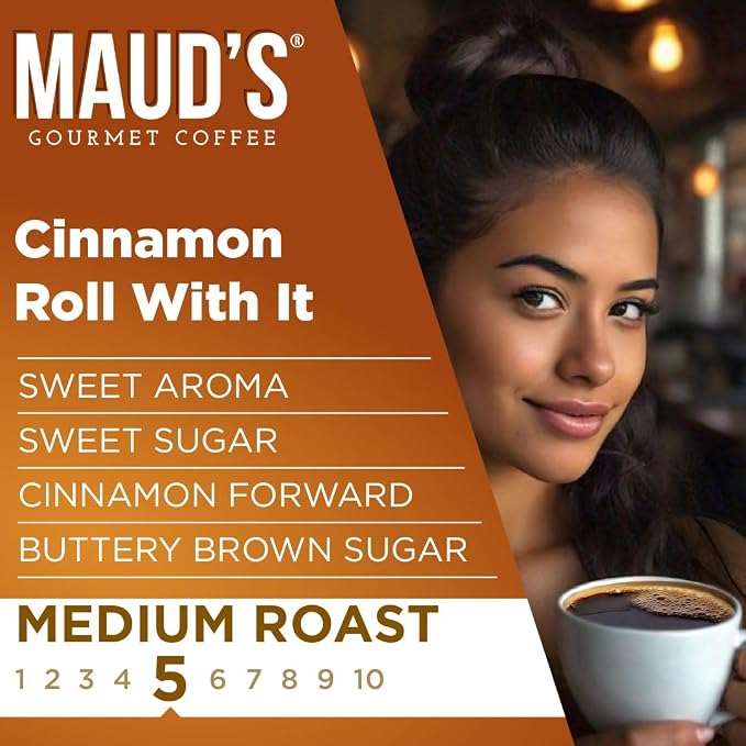 Maud's Cinnamon Roll Flavored Coffee Pods, 50 ct, Medium Roast Flavored Coffee in Single Serve Pods – 100% Arabica Beans, Compatible with Keurig K Cups Maker - Image 3