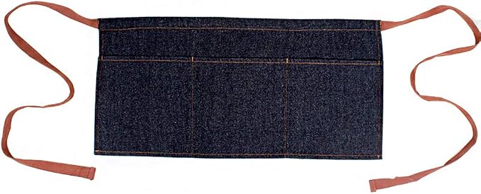 Unisex Apron Black Denim Short Apron with 3 Large Pocket Waist Apron for Waiter, Bartender, Barista by LERTREE