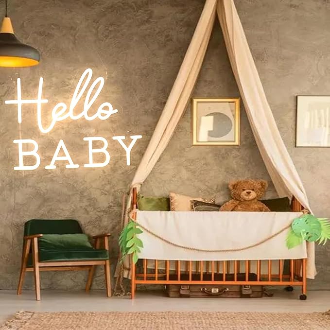 Hello Baby Neon Signs Led Gender Reveal Party Welcome Decorations Neon Letters Signs Pregnancy Announcement Party Supplies Baby Shower Yard Signs(warm white) - Image 7