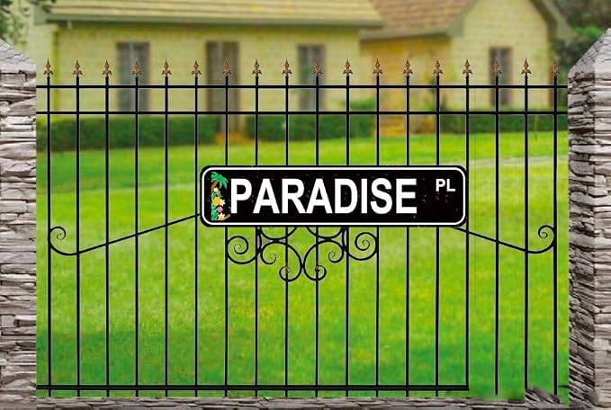 Paradise Place Sign - Tropical Beach Street Style Metal Wall Art - 16x4 Inch Coastal Decor for Home, Beach House or Patio - Image 3