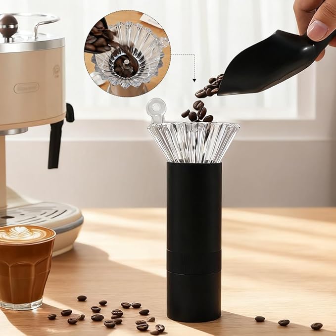 CAFEMASY Pour Over Coffee Drip Assistant Paper Filter Presser Shape Fixed Tool For V60 & Basket Filters Small Funnel for Manual Coffee Grinder