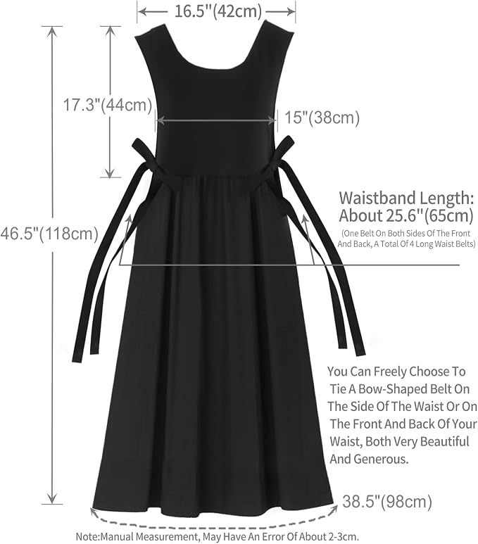 Premium Plus Size Apron with Pockets Adjustable Waistline Bib Apron,Soft Cotton Blend Apron Pinafore Dress for Baking Cooking Gardening(XL,Black) - Image 4