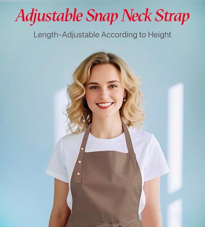 Kitchen Cooking Apron for Women Men Water-Resistant Artist Barista Baking Craft Catering Work Bib with Large Pockets