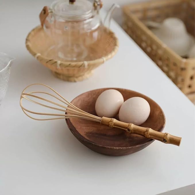Wooden Whisk, Handcrafted Bamboo Whisks for Cooking Non Scratch, Balloon Whisk for Pancake Batter, Eggs and Sauces, Wooden Whisks Tool For Nonstick Cookware Pans, Bamboo Cooking Utensils (Whisk Set)