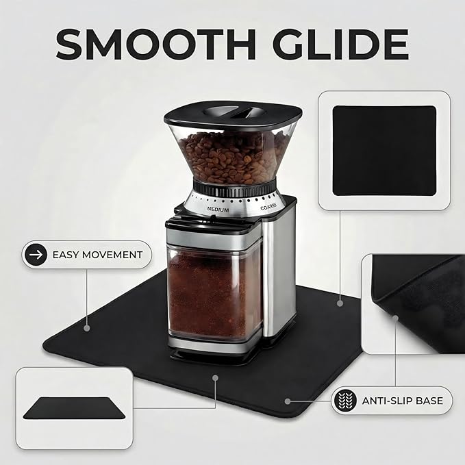 Sliding Pad Compatible with Cuisinart Coffee Grinder (8.6"x7.9") DBM-8P1- Smooth Glide with Anti-Slip Base - Perfect Accessories Fit for Coffee Maker Mat for Coffee Bean Grinder Electric