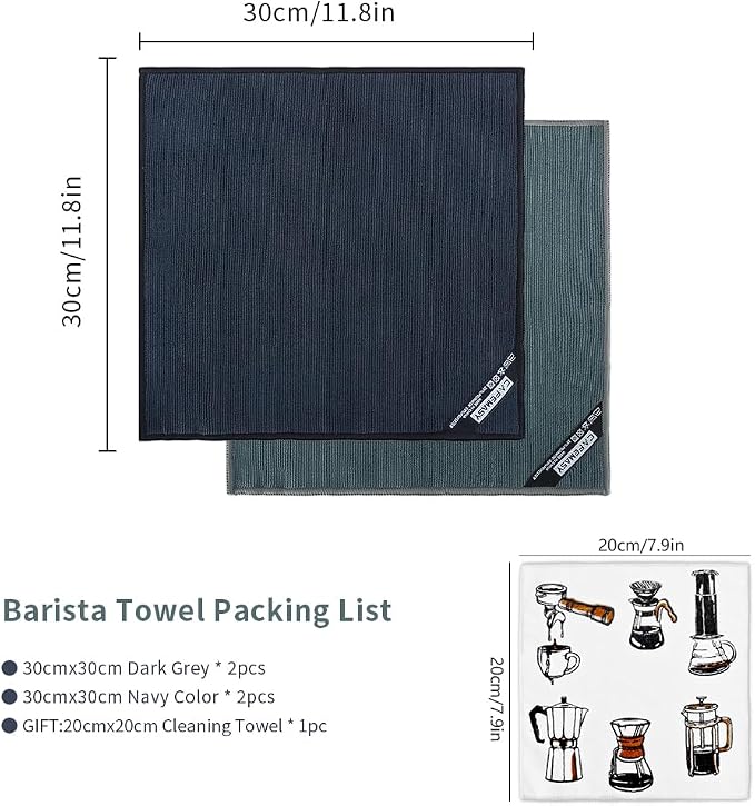 CAFEMASY Barista Towels Espresso Bar Accessories 4 Pack Soft Absorbent Non-Abrasive Micro Cleaning Cloth for Barista to Clean Steam Wand Coffee or Espresso Machine - Image 2